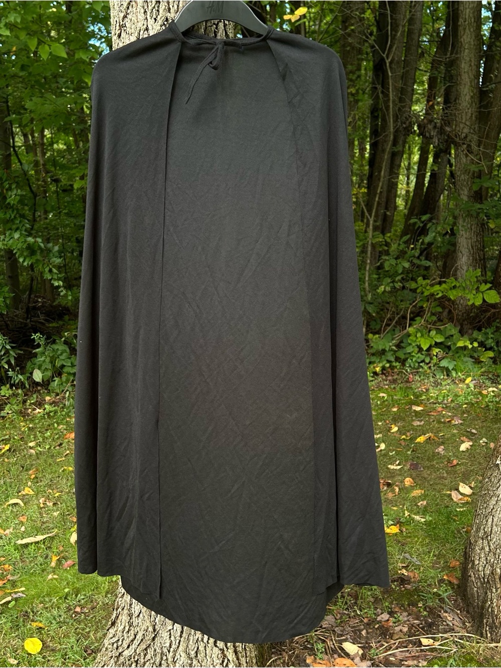 Black Cloak Cape Neck Tie Long Halloween Costume